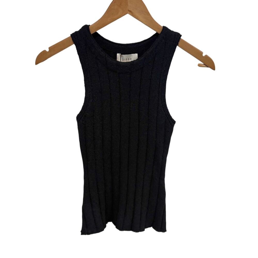 Dissh Rem Black Knit Tank Top Women's Small NWT